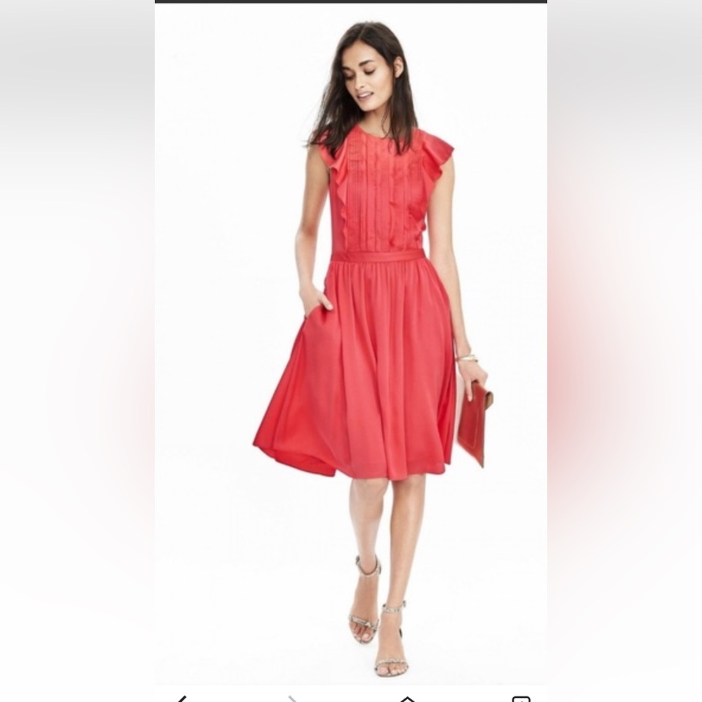 Banana Republic Red Pleated Sundress Wedding Guest